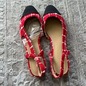 Red & black heeled slingbacks